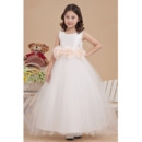 Custom Ball Gown Satin First Communion Dresses with 3D Flowers