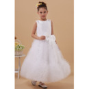 Stunning Ruffle Ankle Length Satin A-Line First Communion Dresses