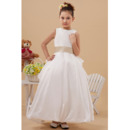 Luxurious Tiered Skirt Taffeta Ball Gown First Communion Dresses