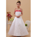 Discount Colored A-Line Spaghetti Straps Satin First Communion Dresses