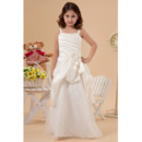 Custom A-Line Straps Sweep Train Satin Tulle First Communion Dresses
