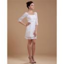 Affordable Casual Lace Short Beach Wedding Dresses with Sleeves