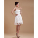 Custom Lace Empire Strapless Short Beach Wedding Dresses for Summer