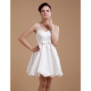 Inexpensive Custom A-Line V-Neck Satin Short Beach Wedding Dresses