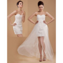 Discount Sheath Short Beach Wedding Dresses with Detachable Trains