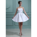 Discount Casual A-Line Strapless Satin Short Beach Wedding Dresses