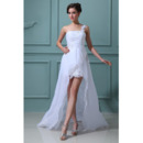 Inexpensive Custom One Shoulder High-Low Organza Wedding Dresses