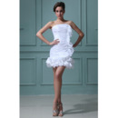 Custom Sheath Ruffle Strapless Short Beach Wedding Dresses for Summer