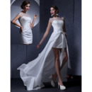 Affordable Sheath Short Beach Wedding Dresses with Detachable Trains