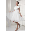 Casual Cap Sleeves A-Line Short Reception Wedding Dresses for Summer