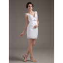 Affordable Custom Column/ Sheath V-Neck Short Beach Wedding Dresses