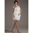 Affordable Custom Ruffle Column Strapless Short Beach Wedding Dresses