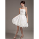 Custom Summer A-Line Strapless Organza Short Reception Wedding Dresses