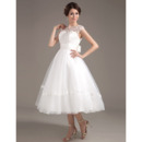 Summer A-Line Organza Tea Length Reception Wedding Dresses