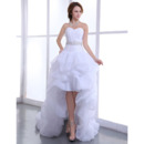 Inexpensive Sexy High-Low Asymmetric Sweetheart Organza Wedding Dresses