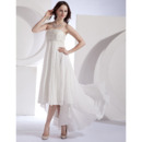 Affordable Custom Empire Strapless Chiffon High-Low Wedding Dresses