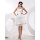 Affordable Custom Tiered Sweetheart Short Reception Wedding Dresses