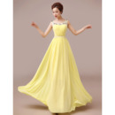 Discount Elegant Chiffon Floor Length Round Neck Evening Dresses