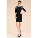 Inexpensive Sexy Sheath Short Black Homecoming Dresses with Sleeves