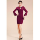 Sheath/ Column Short Chiffon Homecoming Dresses with Long Sleeves