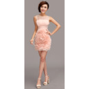 Elegant Column Short Chiffon Ruffle Homecoming/ Party Dresses