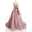 Elegant Sweetheart Sweep Train Organza Tiered Prom/ Party Dresses