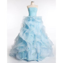Elegant Ruffle Strapless A-Line Floor Length Prom/ Party Dresses