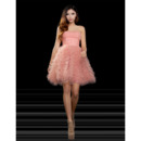 Discount A-Line Strapless Short Ruched Organza Homecoming Dresses