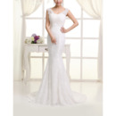 Inexpensive Sexy Lace Mermaid Round/ Scoop Sweep Train Wedding Dresses