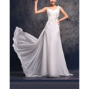 Affordable Elegant Custom One Shoulder Sweep Train Wedding Dresses