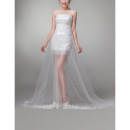 Discount Custom Sheath/ Column Strapless High-Low Wedding Dresses