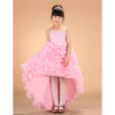 Affordable Straps High-Low Asymmetric Ruffle Little Girls Party Dresses