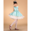 Cute A-Line Mini/ Short Satin Layered Skirt Little Girls Holiday Dress