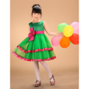 Green Layered Skirt Little Girls Holiday Dresses with Sashes