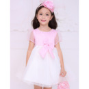 Lovely Empire Short Pink Flower Girl Dresses with Short Sleeves