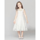 Custom A-Line Sleeveless Knee Length Satin Easter Little Girls Dresses