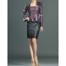 Discount Sheath/ Column Short Taffeta Lace Mother Dresses with Jackets