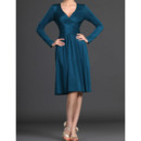 Inexpensive V-Neck Short Mother of the Bride Dresses with Long Sleeves