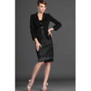 Modest Column Short Black Mother of the Bride Dresses with Jackets