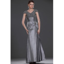 Elegant Trumpet V-Neck Cap Sleeves Long Mother of the Bride Dresses