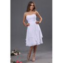Affordable A-Line Strapless Chiffon Short Reception Wedding Dresses