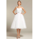 Inexpensive Strapless Knee Length Short Garden Wedding Dresses