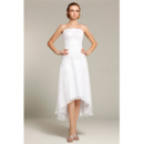 Vintage Strapless High-Low Chiffon Short Reception Wedding Dresses