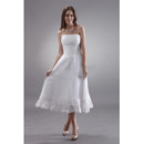 Custom Strapless Tea Length Chiffon Short Reception Wedding Dresses