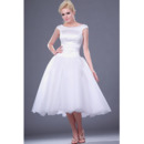Vintage Ball Gown Cap Sleeves Knee Length Short Wedding Dresses