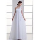 Vintage Empire One Shoulder Floor Length Chiffon Fall Wedding Dresses