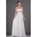 Inexpensive Empire Strapless Sweep Train Chiffon Wedding Dresses