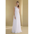 Spring Column One Shoulder Floor Length Chiffon Wedding Dresses