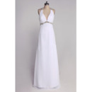 Custom V-Neck Chiffon Column/ Sheath Floor Length Wedding Dresses