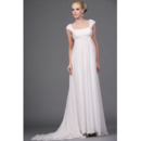 Vintage Empire Straps Square Sweep Train Chiffon Wedding Dresses